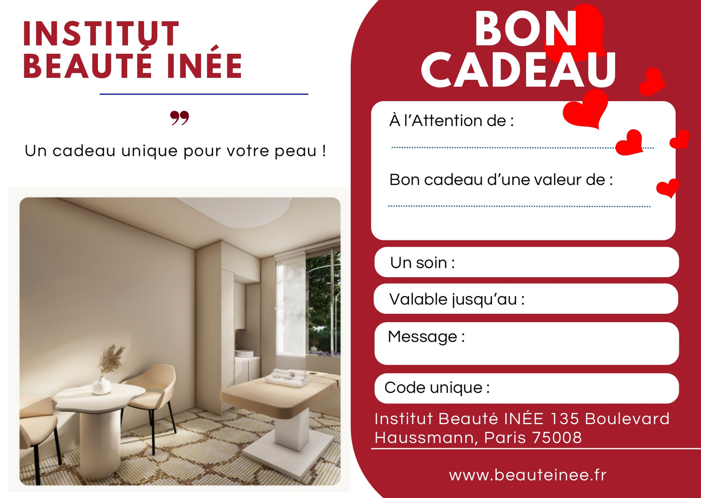 Carte cadeau Beaute INEE